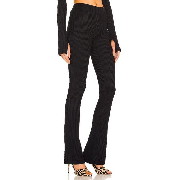 Helmut Lang Black Rib Flare High Rise Pants Size Large - Picture 1 of 9